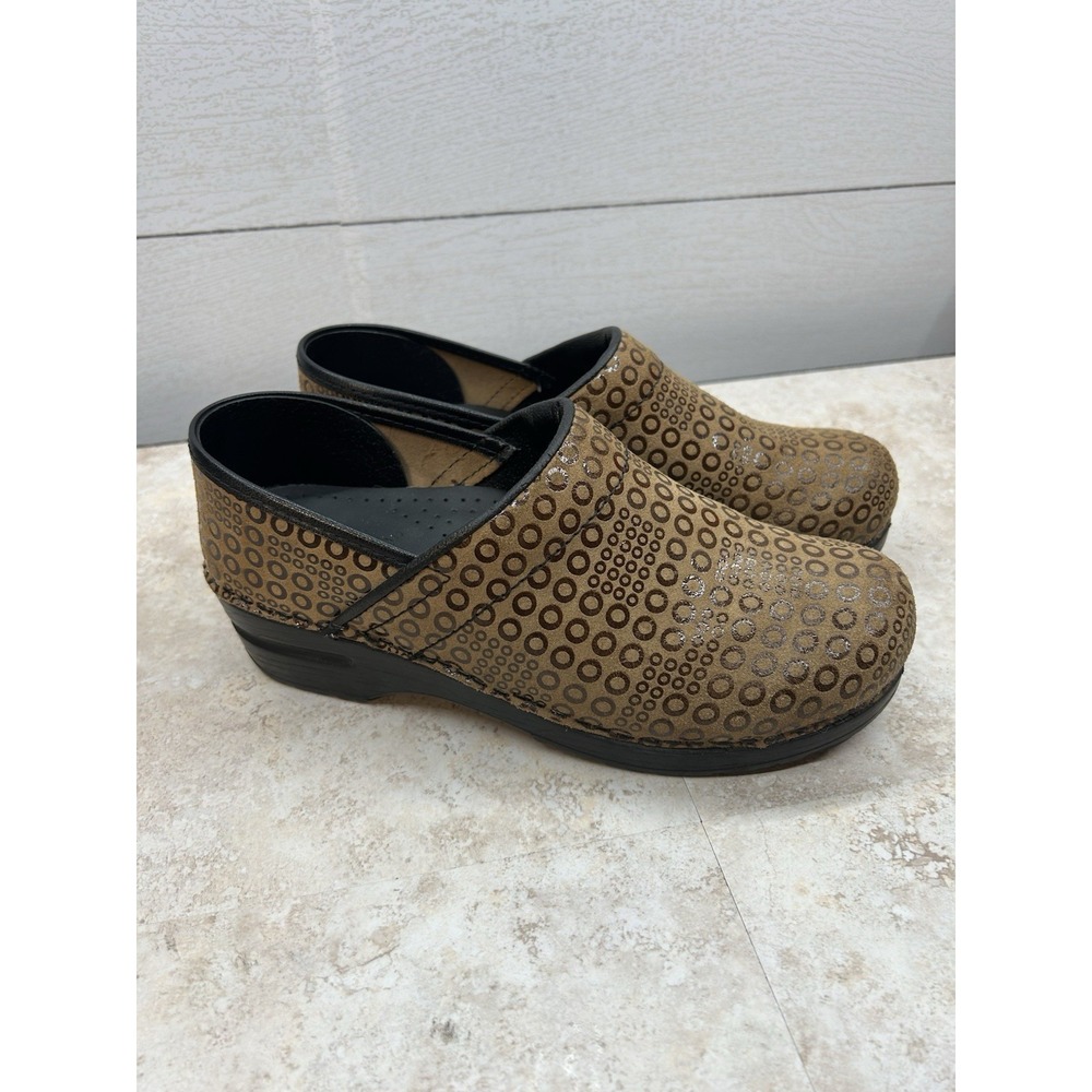 Sanita The Original Danish Clog Brown Suede Leather Circle Shoes Womens 38